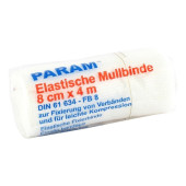 Mullbinden elastisch 8 cm mit Cellophan (PZN 3855707)