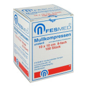 MULLKOMPRESSEN ES 10x10 cm unsteril 8fach (PZN 6192130)