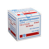 MULLKOMPRESSEN ES 7,5x7,5 cm unsteril 8fach (PZN 6310865)