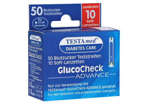 Testamed Glucocheck Advance 50 Teststreifen mit 10 Lanzetten – PZN 13331394 (PZN 13331394)