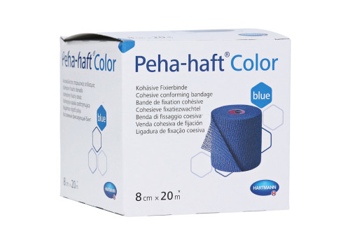 Peha-haft Color Fixierbinde latexfrei 8 cmx20 m blau (PZN 8886546)