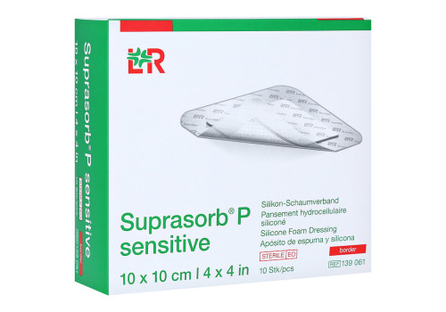 SUPRASORB P sensitive PU-Schaumv.border 10x10cm (PZN 16602505)