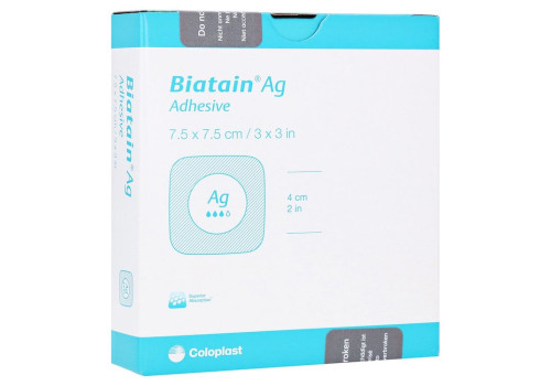 BIATAIN Ag Schaumverband 7,5x7,5 cm selbst haftend (PZN 13899947)