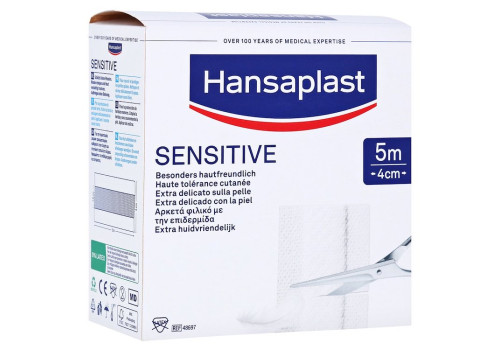 HANSAPLAST Sensitive Pflaster 4 cmx5 m Rolle – PZN 13576664 (PZN 13576664)