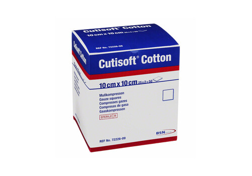 CUTISOFT Cotton Kompr.10x10 cm ster.12fach – PZN 3896770 (PZN 3896770)