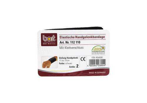 BORT Handgelenkbandage m.Klettverschl.Gr.2 schwarz – PZN 4654098 (PZN 4654098)
