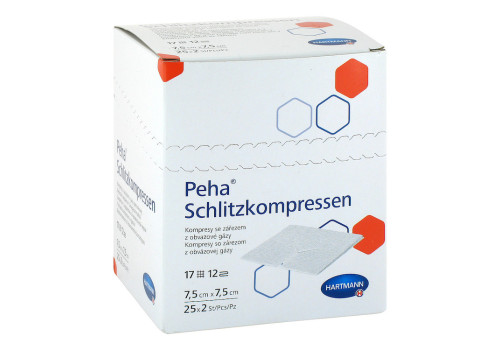 PEHA SCHLITZKOMPRESSEN 7,5x7,5 cm steril – PZN 12559675 (PZN 12559675)
