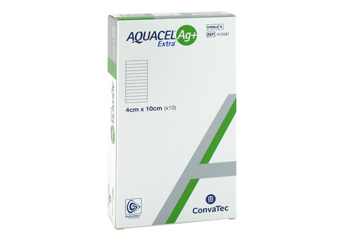 AQUACEL Ag+ Extra 4x10 cm Kompressen – PZN 10203744 (PZN 10203744)