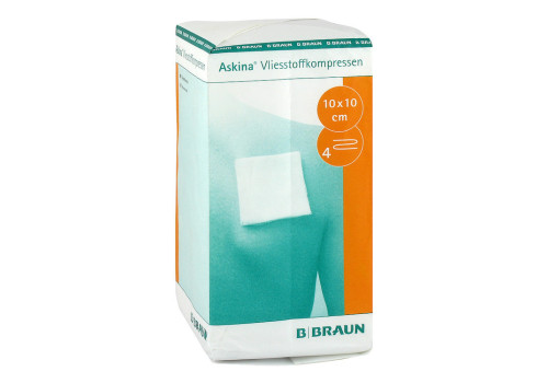 ASKINA Vliesstoffkompr.10x10 cm unsteril 4fach – PZN 10041052 (PZN 10041052)