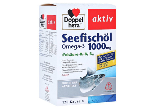 Doppelherz aktiv Seefischöl Omega-3 1.000 mg + Folsäure + B1 + B6 + B12 Kapseln (PZN 6583681)