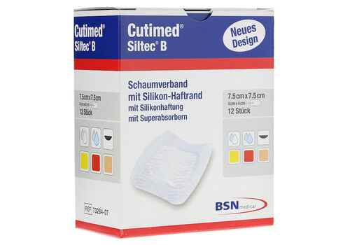 CUTIMED Siltec B Schaumverb.7,5x7,5 cm m.Haftr. (PZN 7340650)