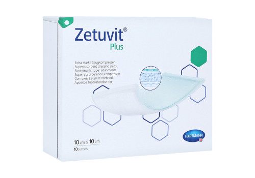 ZETUVIT Plus extrastarke Saugkompr.steril 10x10 cm (PZN 7558337)